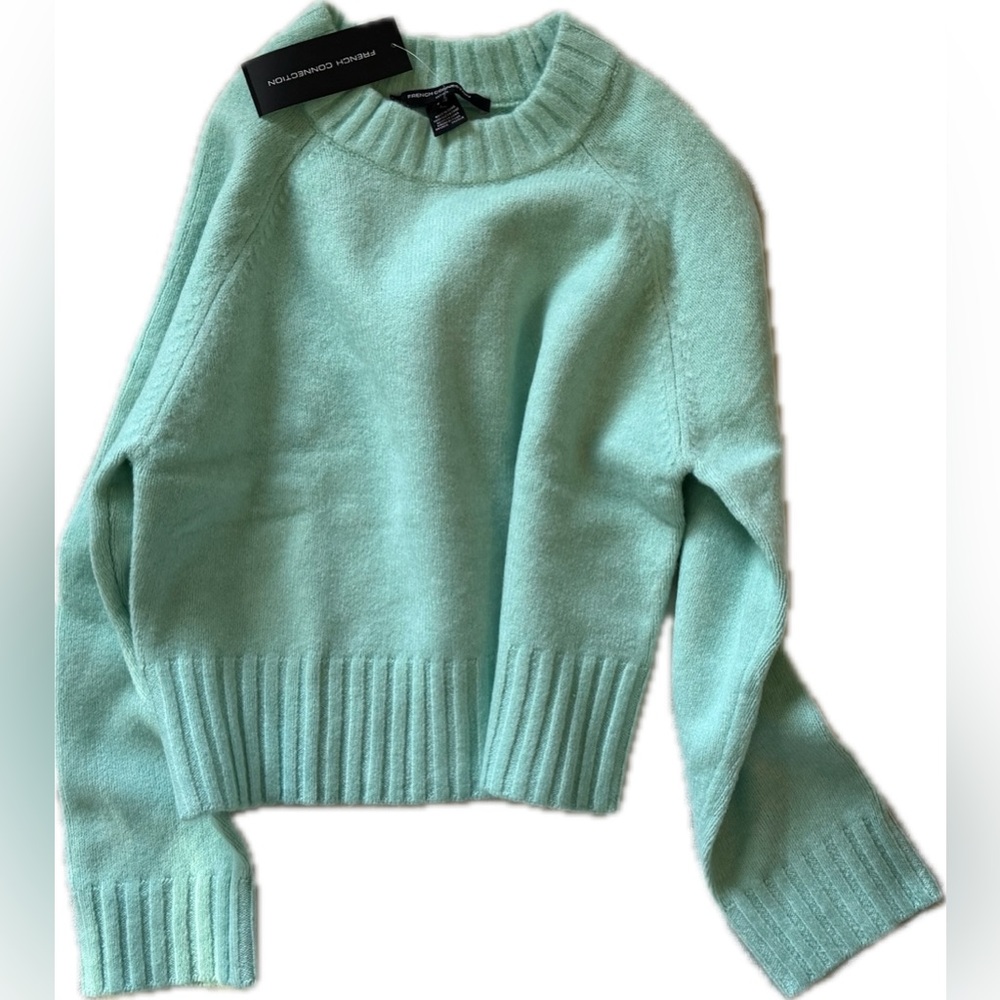 French Connection NWT Mint Crew Neck Sweater with Ribbed Hem Detail